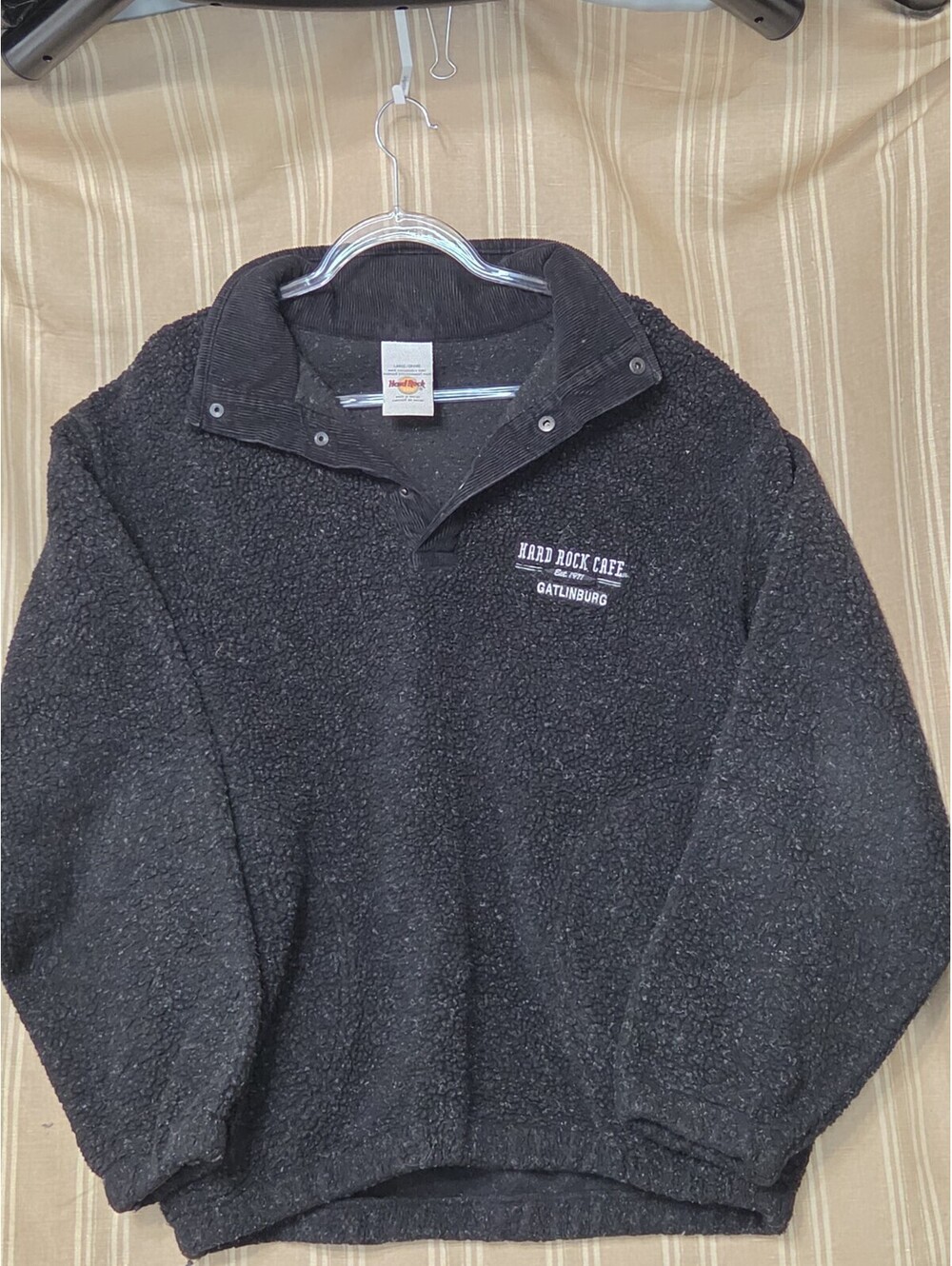 Vintage Hard Rock Cafe Gatlinburg black sherpa fleece pullover L